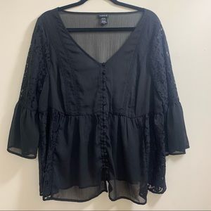 Torrid Sheer Black Blouse size 0x